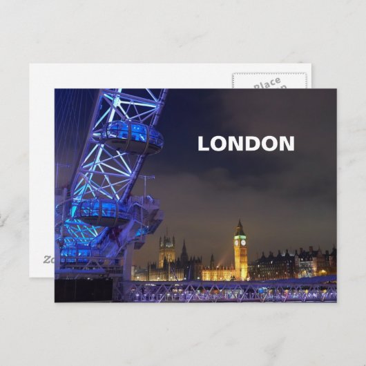 Londen UK Night Landscape London Eye Uitzicht Briefkaart (Voorkant / Achterkant)
