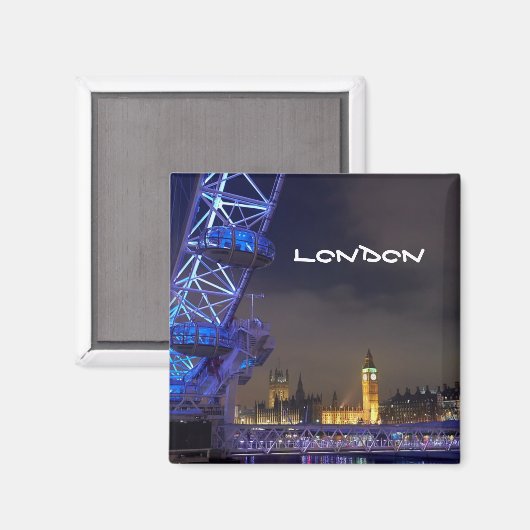 Londen UK Night Landscape London Eye Uitzicht Magneet (Voorkant / Achterkant)
