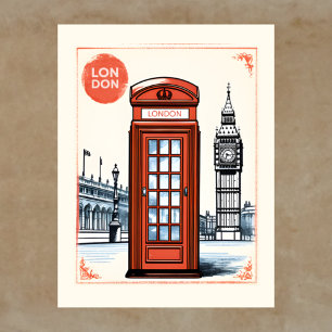 Londen UK Reis Rode Telefooncel & Big Ben Briefkaart