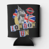Londen UK retro stijl ontwerp Blikjeskoeler (Achterkant)