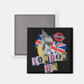 Londen UK retro stijl ontwerp Magneet (Voorkant / Achterkant)