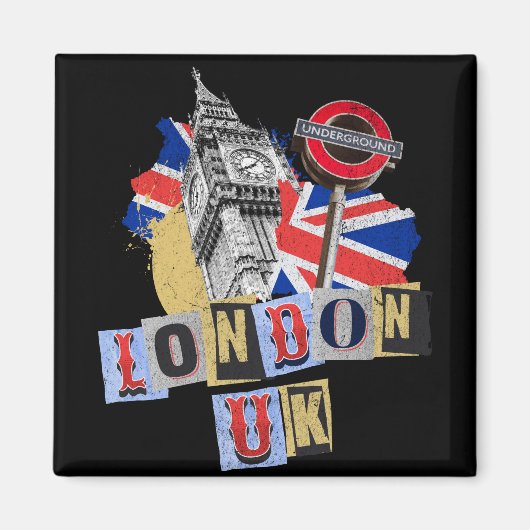 Londen UK retro stijl ontwerp Magneet (Voorkant)