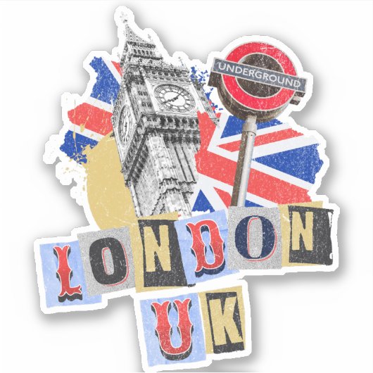 Londen UK retro stijl ontwerp Sticker (Voorkant)
