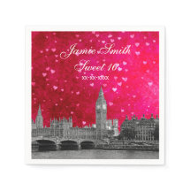 Londen UK Silhouette Heet Roze Rode Hart Sweet 16