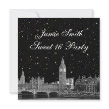 Londen UK Skyline Etched Starry DIY BG Sweet 16