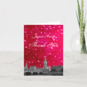 Londen UK Skyline Hot Pink Red Heart Dank u Bedankkaart (Voorkant)