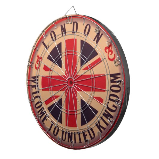 Londen - Union Jack - Welkom in het Verenigd Konin Dartbord (Voorkant Rechts)