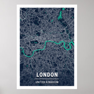 Londen - United Kingdom Blue Dark City Map Poster