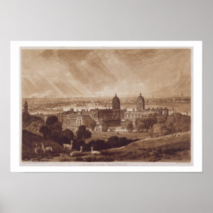 Londen van Greenwich, gegraveerd door Charles Turn Poster