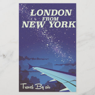 Londen vanuit New York Vintage vluchtposter Briefpapier