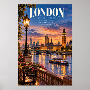 Londen Verenigd Koninkrijk Big Ben Zonsondergang R Poster