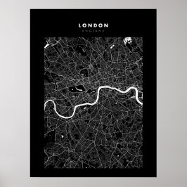 Londen - Verenigd Koninkrijk Dark City Map Poster