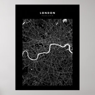Londen - Verenigd Koninkrijk Dark City Map Poster