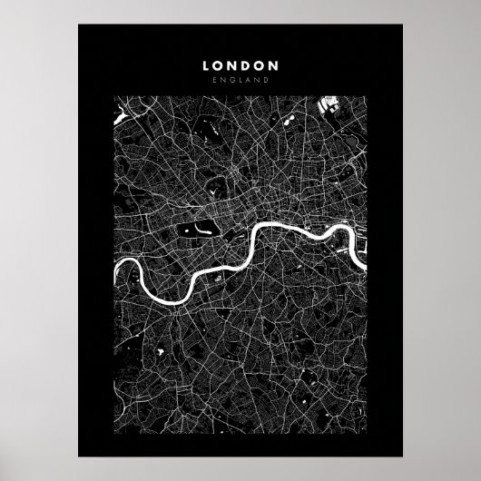 Londen - Verenigd Koninkrijk Dark City Map Poster (Voorkant)