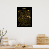 Londen - Verenigd Koninkrijk Dark Gold City Map Po Poster (Keuken)