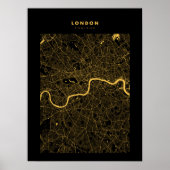 Londen - Verenigd Koninkrijk Dark Gold City Map Po Poster (Voorkant)
