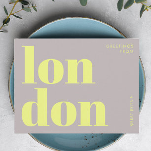 Londen Verenigd Koninkrijk geel typografie Briefka Briefkaart
