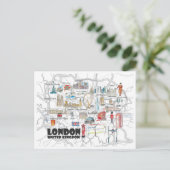 Londen Verenigd Koninkrijk illustreert reizen Briefkaart (Staand voorkant)
