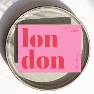 Londen Verenigd Koninkrijk rode roze typografie Br Briefkaart