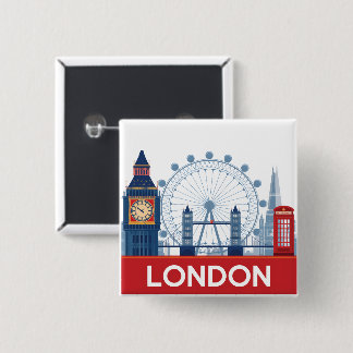 Londen Vierkante Button 5,1 Cm