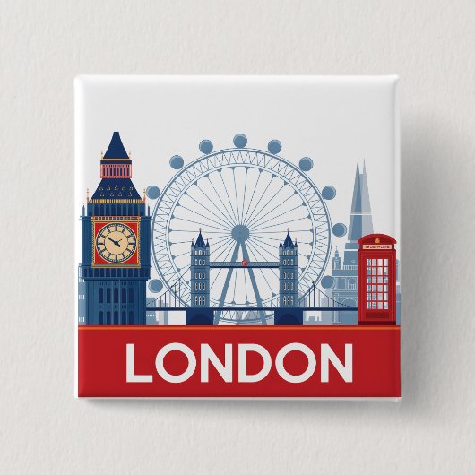 Londen Vierkante Button 5,1 Cm (Voorkant)