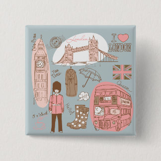 londen vierkante button 5,1 cm