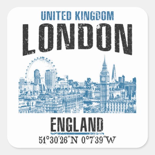 Londen Vierkante Sticker (Voorkant)
