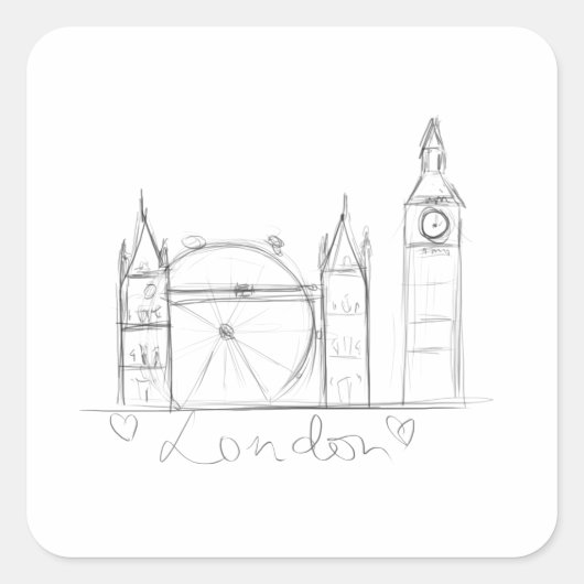 Londen Vierkante Sticker (Voorkant)