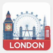 Londen Vierkante Sticker (Voorkant)