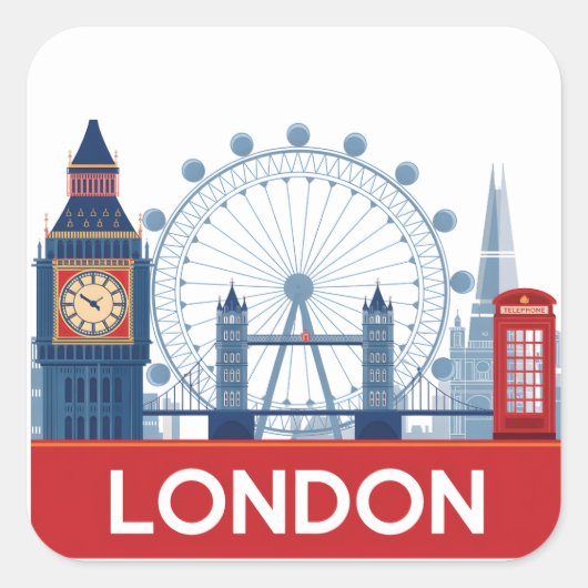 Londen Vierkante Sticker (Voorkant)