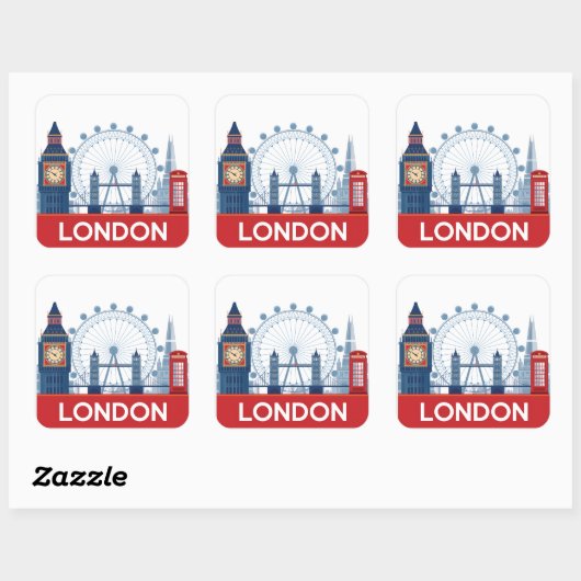 Londen Vierkante Sticker (Vel)