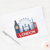 Londen Vierkante Sticker (Envelop)