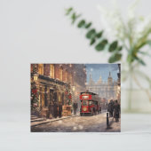 Londen vintage kerstscène briefkaart (Staand voorkant)