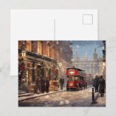 Londen vintage kerstscène briefkaart (Voorkant / Achterkant)