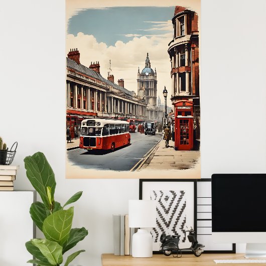 Londen vintage poster (Thuiskantoor)