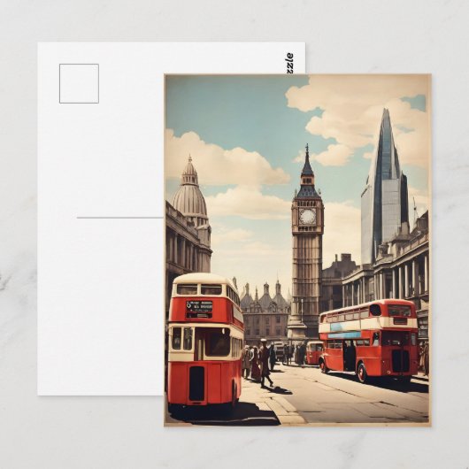 Londen vintage poster briefkaart (Voorkant / Achterkant)