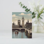 Londen vintage poster briefkaart (Staand voorkant)