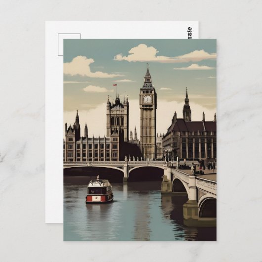 Londen vintage poster briefkaart (Voorkant / Achterkant)