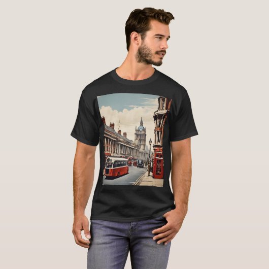 Londen vintage poster t-shirt (Voorkant volledig)