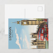 Londen vintage reisposter briefkaart (Voorkant / Achterkant)