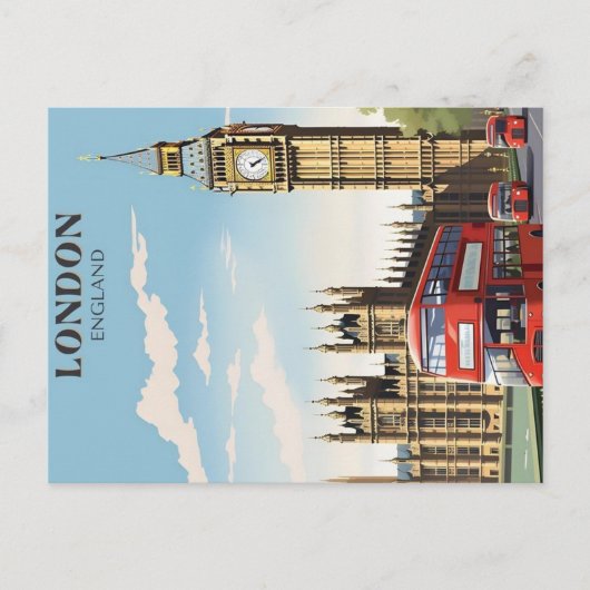Londen vintage reisposter briefkaart (Voorkant)