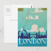 Londen vintage reisposter briefkaart (Voorkant / Achterkant)