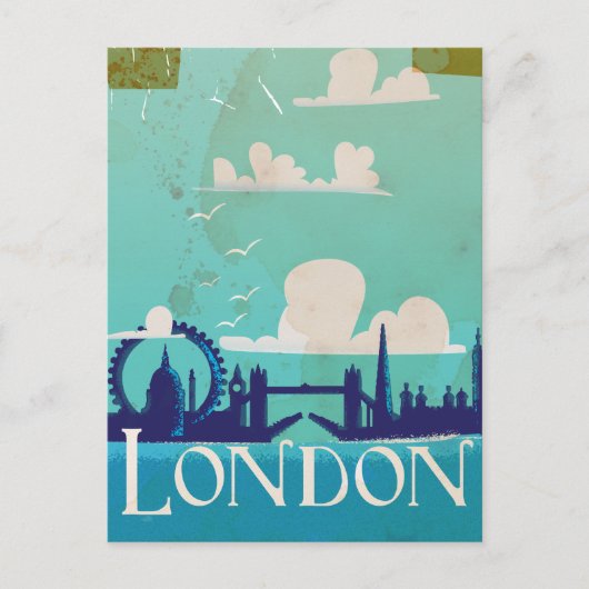 Londen vintage reisposter briefkaart (Voorkant)