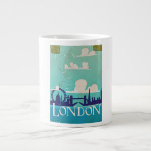 Londen vintage reisposter grote koffiekop
