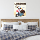 Londen vintage scooter union jack reisposter. canvas afdruk (Insitu (Slaapkamer))