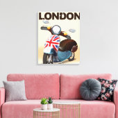 Londen vintage scooter union jack reisposter. canvas afdruk (Insitu (Woonkamer))