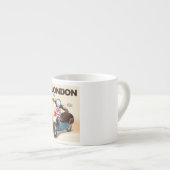 Londen vintage scooter union jack reisposter. espresso kop (Voorkant rechts)