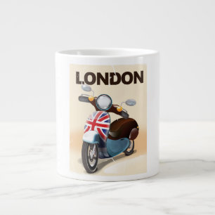 Londen vintage scooter union jack reisposter. grote koffiekop