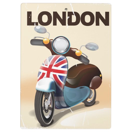 Londen vintage scooter union jack reisposter. klembord (Achterkant)