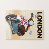 Londen vintage scooter union jack reisposter legpuzzel (Horizontaal)